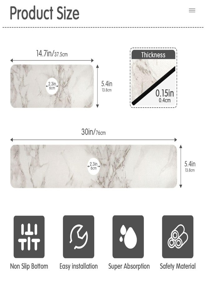 Eyanle Kitchen Sink Splash Guard 2 PCS 30 Inch Sink Faucet Mat Splash Guard for Bathroom Countertop Water Absorbent Foldable Cuttable Soft Washable Marble White - Image 2